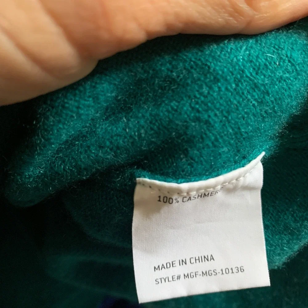 The Commons‎ Sweater Mens XL green 100% Cashmere Collared Pullover Short sleeves
